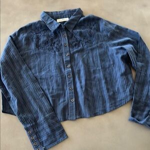 Like new Blue Button-Up Shirt with lace insert by Natural Life in size XL